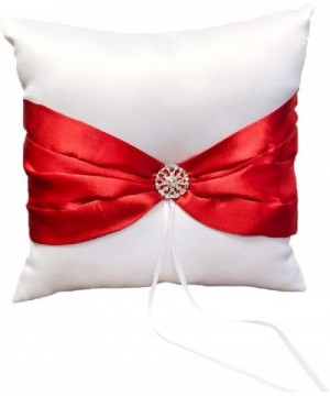 Wedding Flower Basket + Ring Pillow Rhinestone Décor Party Favor Set (Red) - Red - CS18NQ39OA3 $32.46 Ceremony Supplies