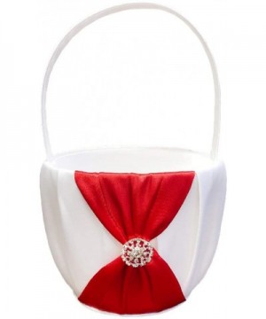 Wedding Flower Basket + Ring Pillow Rhinestone Décor Party Favor Set (Red) - Red - CS18NQ39OA3 $32.46 Ceremony Supplies
