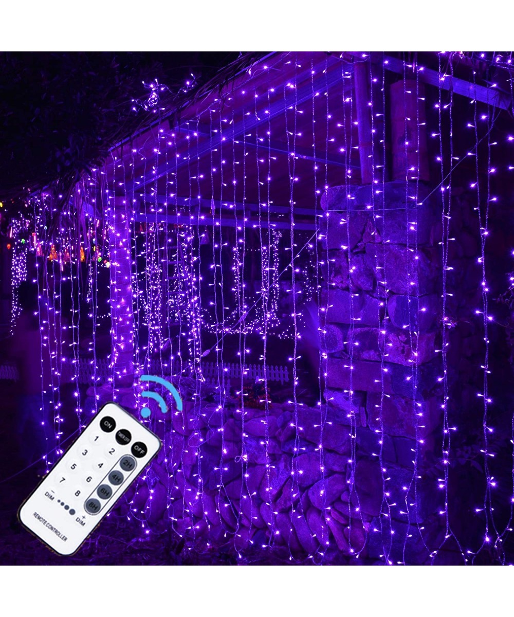 304 LED Curtain String Lights- 9.8 x 9.8 ft- 8 Modes Plug in Halloween Fairy Light with Remote Control- Christmas- Backdrop f...