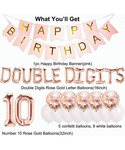 Double Digits Birthday Decorations Girls Boys- 10th Birthday Decorations- Double Digits Birthday Party Banner Number 10 Ballo...