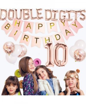 Double Digits Birthday Decorations Girls Boys- 10th Birthday Decorations- Double Digits Birthday Party Banner Number 10 Ballo...