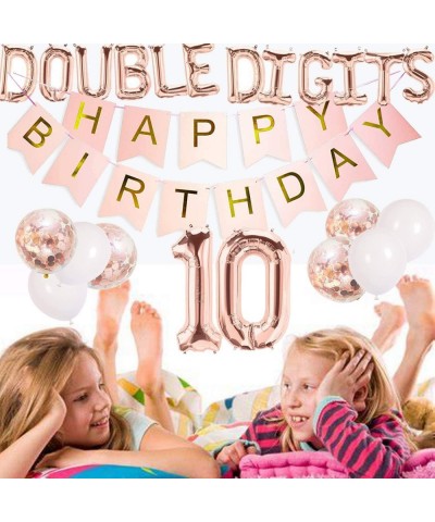 Double Digits Birthday Decorations Girls Boys- 10th Birthday Decorations- Double Digits Birthday Party Banner Number 10 Ballo...