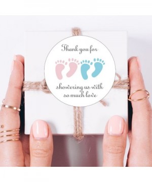 Blue and Pink It's Twins Thank You for Coming Baby Shower Stickers- Girl and Boy Little Feet Party Favor Stickers- 2 Inch- 40...