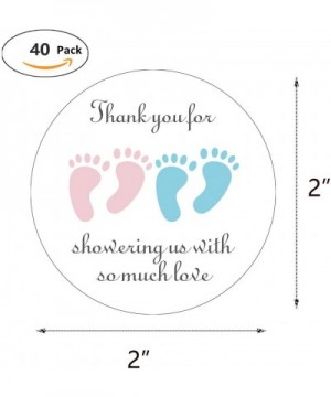 Blue and Pink It's Twins Thank You for Coming Baby Shower Stickers- Girl and Boy Little Feet Party Favor Stickers- 2 Inch- 40...