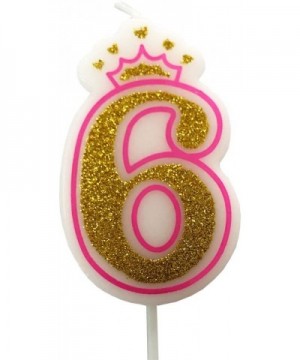 Number 6 Giltter Candle- Pink Number 6 - Pink - C318T83K60C $5.00 Birthday Candles