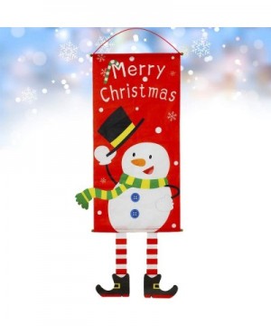 Merry Christmas Door Sign Snowman Hanging Banner Porch for Christmas Xmas Home Party Hanging Props- Red - Red - C718ATZ99YE $...