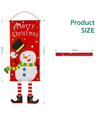 Merry Christmas Door Sign Snowman Hanging Banner Porch for Christmas Xmas Home Party Hanging Props- Red - Red - C718ATZ99YE $...