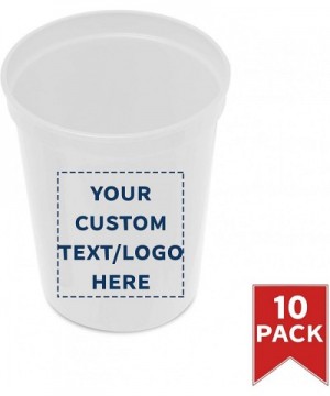 Plastic Cups - Stadium Drinking Disposable Beer Pong Party Cup - 16 oz - 10 pack - Customizable Text- Logo -Great for Kids an...