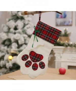 Red Christmas Pet Stocking- 2 Pack Personalized Dog Cat Paw Large Stocking Holders Gift Bag for Children Family Holiday Xmas ...