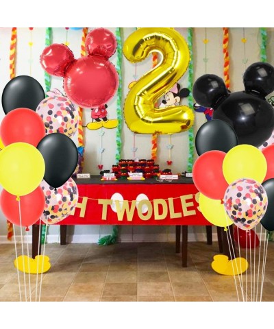 Mickey 2nd Birthday Decorations Kit and Mickey Oh Twodles Cake Topper Bundle - CG19H2LIE7O $22.96 Cake & Cupcake Toppers