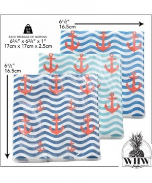 60 Count Ahoy Anchor Napkins- 3 Packs of 20- 3 Ply Paper- Luncheon Size- 6.75 x 6.75 Inches- Food Safe Inks - Ahoy Anchors on...