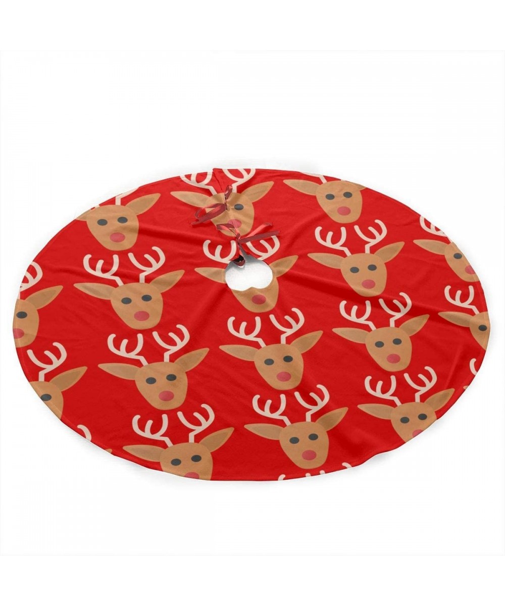 Christmass Deer Rudolf Reindeer Cute Santa and Snowman Dolls Design Christmas Tree Skirt Gorgeous Xmas Tree Decoration Skirt ...