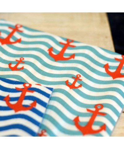 60 Count Ahoy Anchor Napkins- 3 Packs of 20- 3 Ply Paper- Luncheon Size- 6.75 x 6.75 Inches- Food Safe Inks - Ahoy Anchors on...