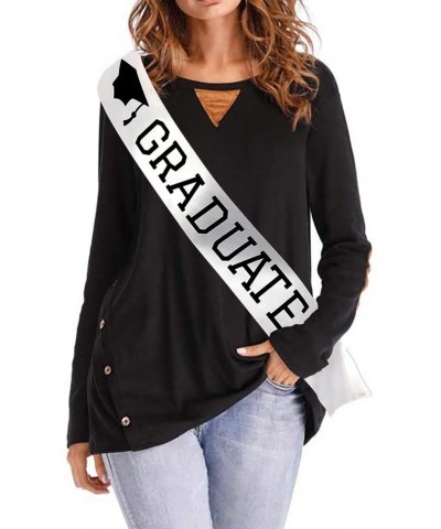 Graduate Sash - White Satin with Black Fonts - Commencement Ceremony- High School Graduation- College Graduate 2019 2020 2021...