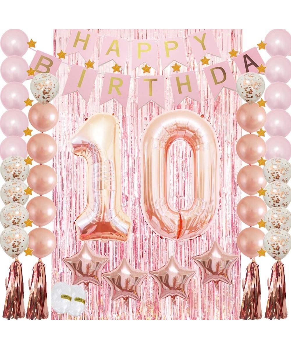 10th Birthday Decorations for Girls Party Supplies-Confetti Latex Balloon-Foil Mylar Star-Tassel Garland-Tinsel Foil Fringe C...