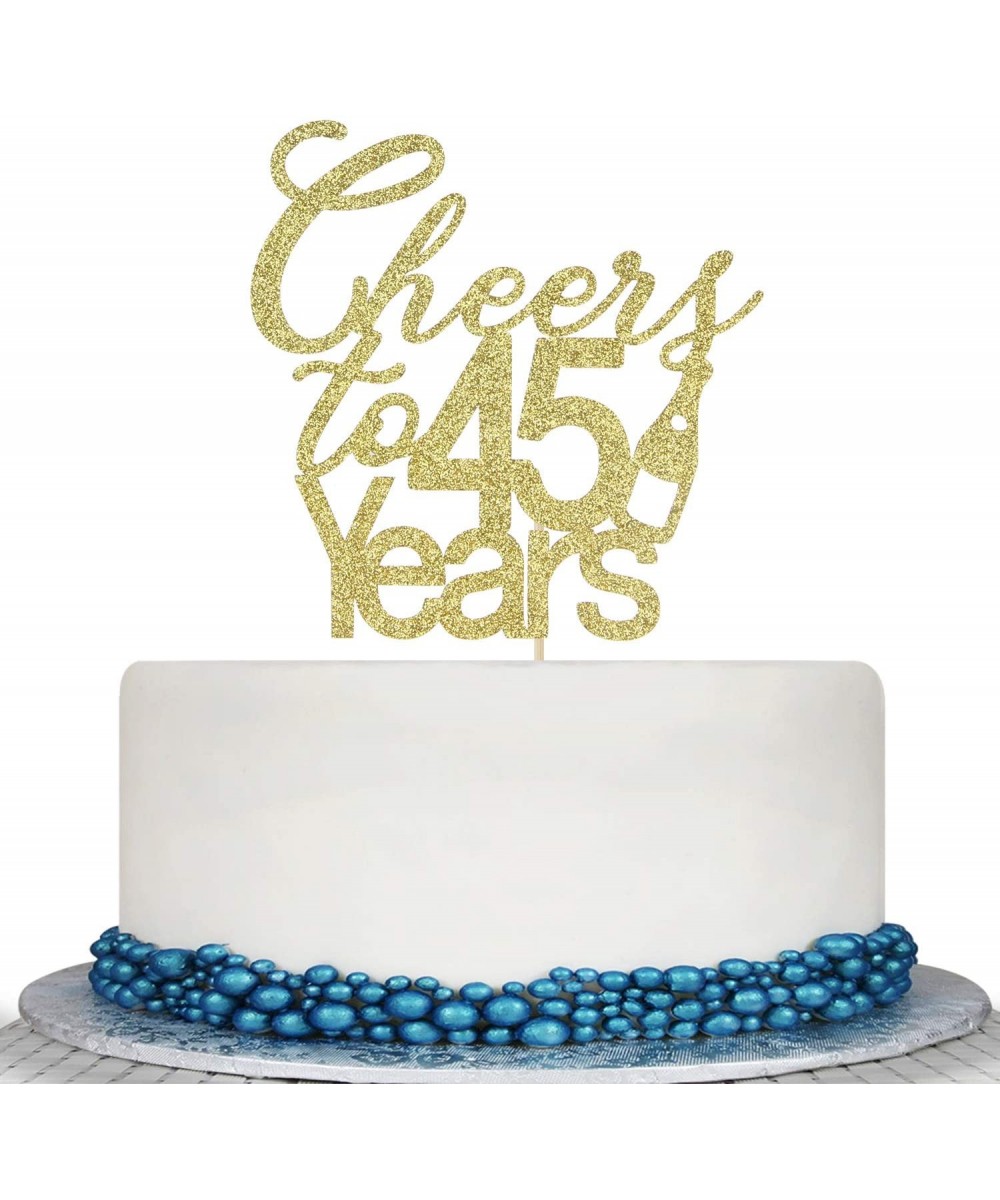 Glitter Cheers to 45 Years Cake Topper - 45th Birthday Wedding Anniversary Cake Topper -Happy 45th Birthday or Vow Renewal Pa...