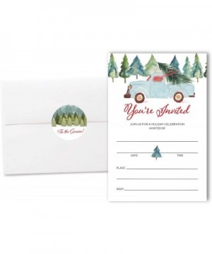 Set of 20 Christmas Party Invitations with Envelopes and Envelope Seals- Fill in Style Holiday Party Invitations- Vintage Blu...