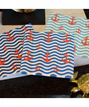 60 Count Ahoy Anchor Napkins- 3 Packs of 20- 3 Ply Paper- Luncheon Size- 6.75 x 6.75 Inches- Food Safe Inks - Ahoy Anchors on...