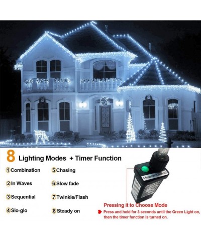 LED Icicle Lights- 400 LEDs- 32ft- 8 Modes- Curtain Fairy Light with 75 Drops- Clear Wire LED String Decor for Christmas/Than...