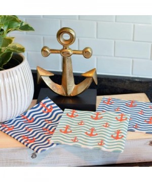 60 Count Ahoy Anchor Napkins- 3 Packs of 20- 3 Ply Paper- Luncheon Size- 6.75 x 6.75 Inches- Food Safe Inks - Ahoy Anchors on...