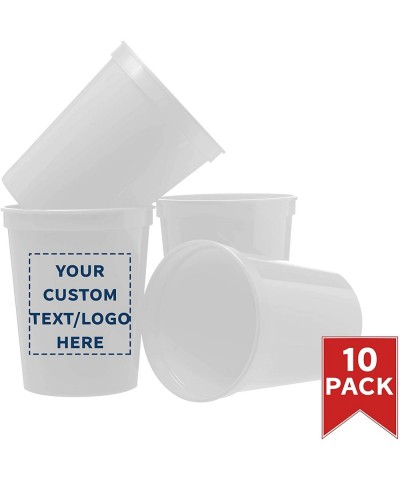 Plastic Cups - Stadium Drinking Disposable Beer Pong Party Cup - 16 oz - 10 pack - Customizable Text- Logo -Great for Kids an...