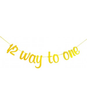 1/2 Way to One Banner for Six Months Old Birthday Party Decorations Sign Gold Glitter - CE197QNCN7H $6.99 Banners & Garlands