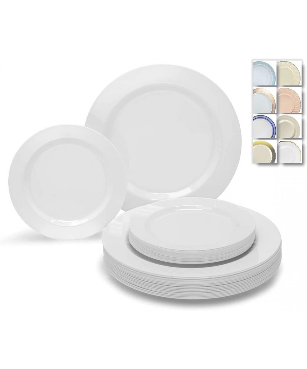 50 Plates Pack (25 Guests)-Heavyweight Wedding Party Disposable Plastic Plate Set -25 x 10.5" Dinner + 25 x 7.5" Salad/Desser...