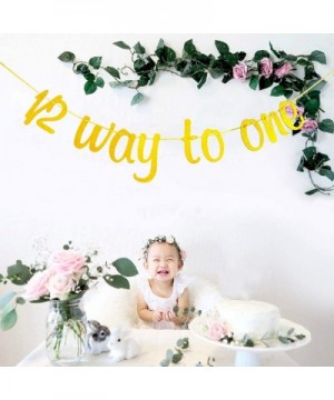 1/2 Way to One Banner for Six Months Old Birthday Party Decorations Sign Gold Glitter - CE197QNCN7H $6.99 Banners & Garlands
