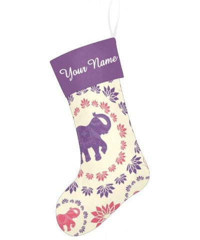 Personalized Christmas Stocking with Name Custom African Elephant Floral for Xmas Party Decoration Gift 17.52 x 7.87 Inch - M...