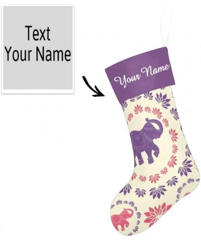 Personalized Christmas Stocking with Name Custom African Elephant Floral for Xmas Party Decoration Gift 17.52 x 7.87 Inch - M...