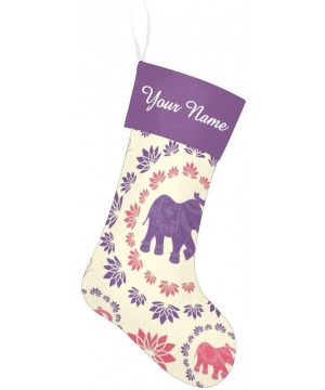 Personalized Christmas Stocking with Name Custom African Elephant Floral for Xmas Party Decoration Gift 17.52 x 7.87 Inch - M...