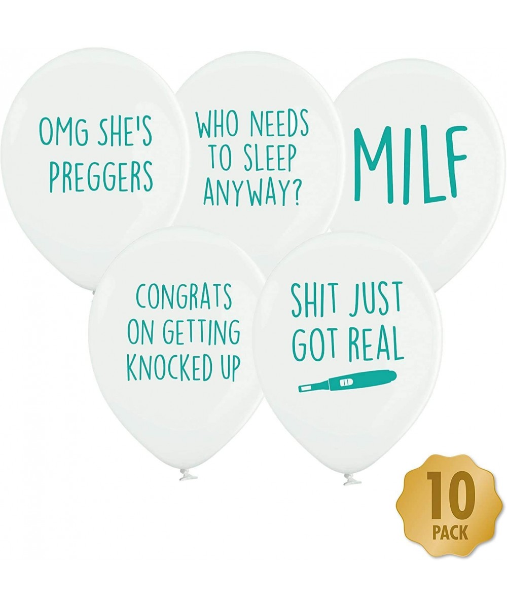 Baby Shower Balloons - Pack of 10 White & Turquoise Funny Baby Shower Balloons - CD186TEHTD9 $8.39 Balloons