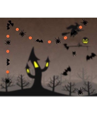 52Ft Halloween Party Hanging Deoration Black Orange Circle Garland Spider Bat Banner Backdrop Window Ceiling Wall Spider Pend...