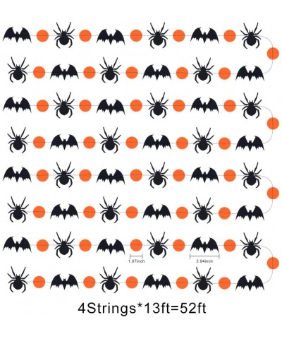 52Ft Halloween Party Hanging Deoration Black Orange Circle Garland Spider Bat Banner Backdrop Window Ceiling Wall Spider Pend...