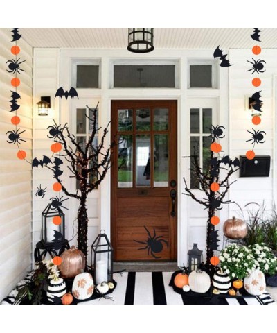 52Ft Halloween Party Hanging Deoration Black Orange Circle Garland Spider Bat Banner Backdrop Window Ceiling Wall Spider Pend...