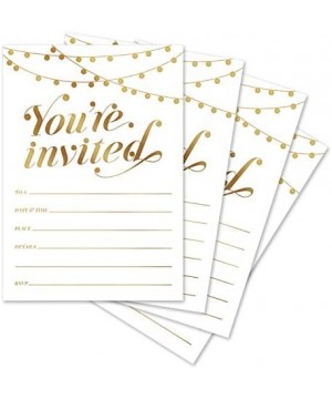 Party Invitations! 25 Gold Foil Traditional Invitations with Envelopes- Wedding- Baby and Bridal Shower Invite- Housewarming ...