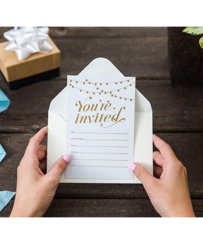 Party Invitations! 25 Gold Foil Traditional Invitations with Envelopes- Wedding- Baby and Bridal Shower Invite- Housewarming ...