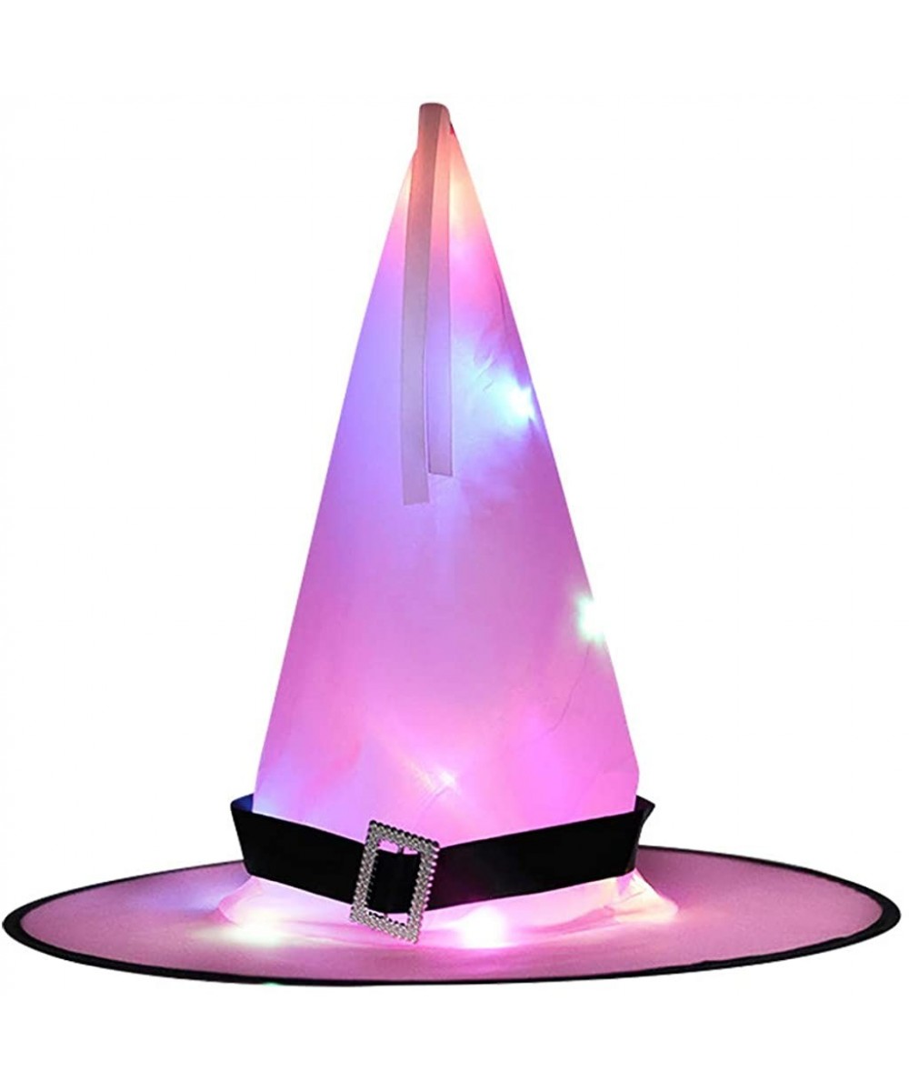 1 pcs Halloween Glowing Witch Hat-Witch Costume Accessory for Halloween Christmas Party - Pink - CB19KZLEOW5 $22.73 Party Hats