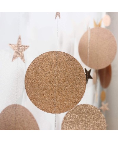 4 String Champagne Gold Party Decorations of Dots and Five Pointed Stars Twinkling Stars Hanging Bunting Reflective Backgroun...