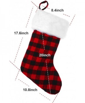 20 Inch Christmas Stockings Fireplace Hanging Stockings Cozy Faux Fur Stocking Plaid Stocking for Christmas Decoration（Color ...