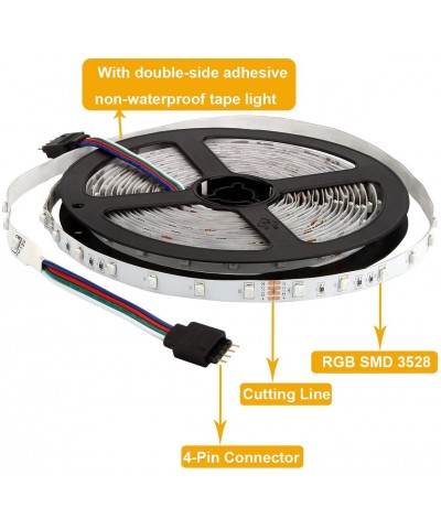 New 2020 LED Strip Lights Kit Waterproof - Two 16.4ft 600 LEDs SMD 2835 RGB Light with 44 Key Remote Controller- Extra Adhesi...