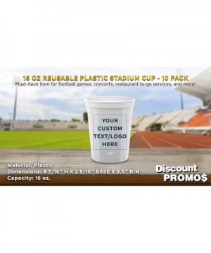 Plastic Cups - Stadium Drinking Disposable Beer Pong Party Cup - 16 oz - 10 pack - Customizable Text- Logo -Great for Kids an...