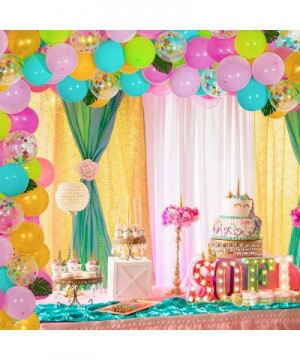 Tropical Hawaii Balloon Arch Garland Kit- Multicolor Latex and Confetti Balloons- 10 Palm Leaves- 16ft Balloon Strip Tape- 1p...