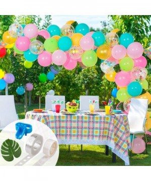 Tropical Hawaii Balloon Arch Garland Kit- Multicolor Latex and Confetti Balloons- 10 Palm Leaves- 16ft Balloon Strip Tape- 1p...