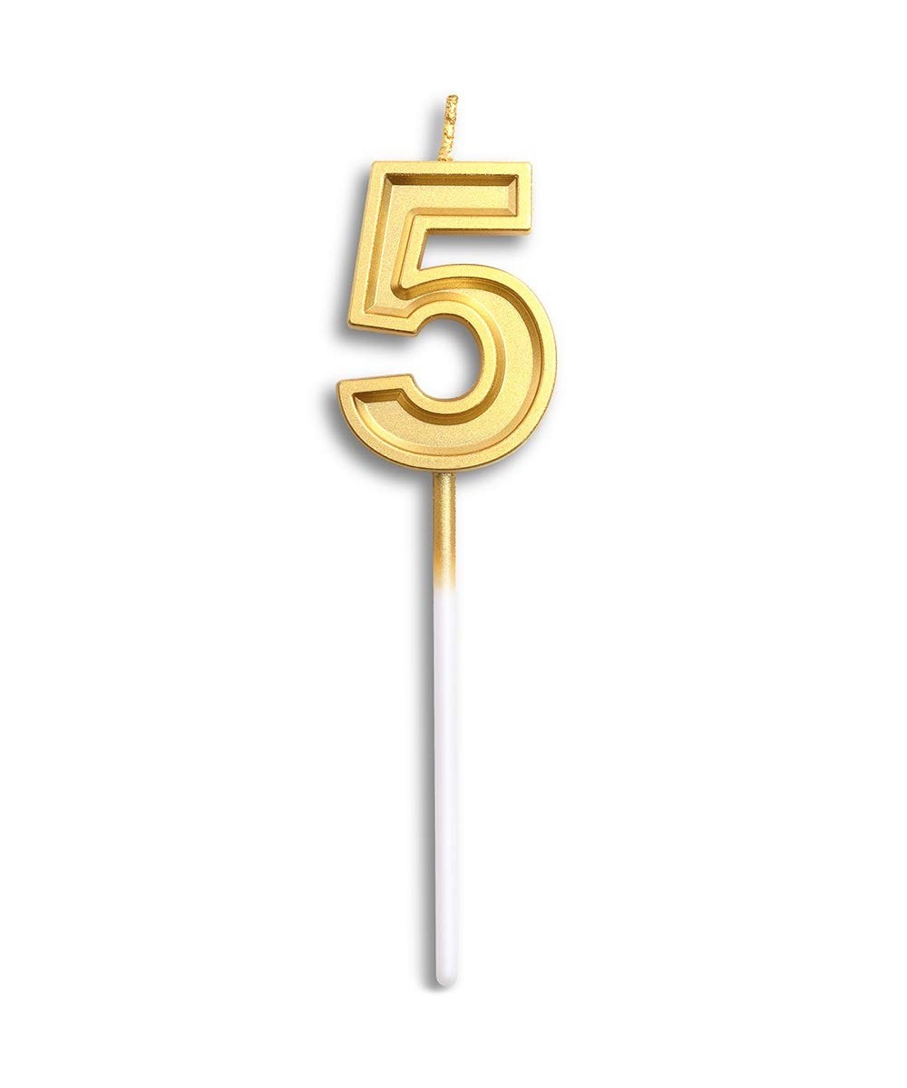 Birthday Candles Number 5 Cake Topper Decoration Gold Glitter Candle for Party Anniversary Kids Adults - Number 5 - CR18OOU6K...