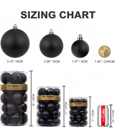 34ct Christmas Ball Ornaments 1.57-Inch Small Black Shatterproof Christmas Tree Balls Decorations for Xmas Halloween Decorati...