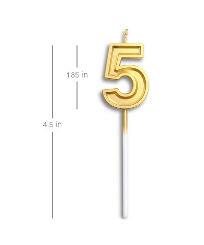 Birthday Candles Number 5 Cake Topper Decoration Gold Glitter Candle for Party Anniversary Kids Adults - Number 5 - CR18OOU6K...