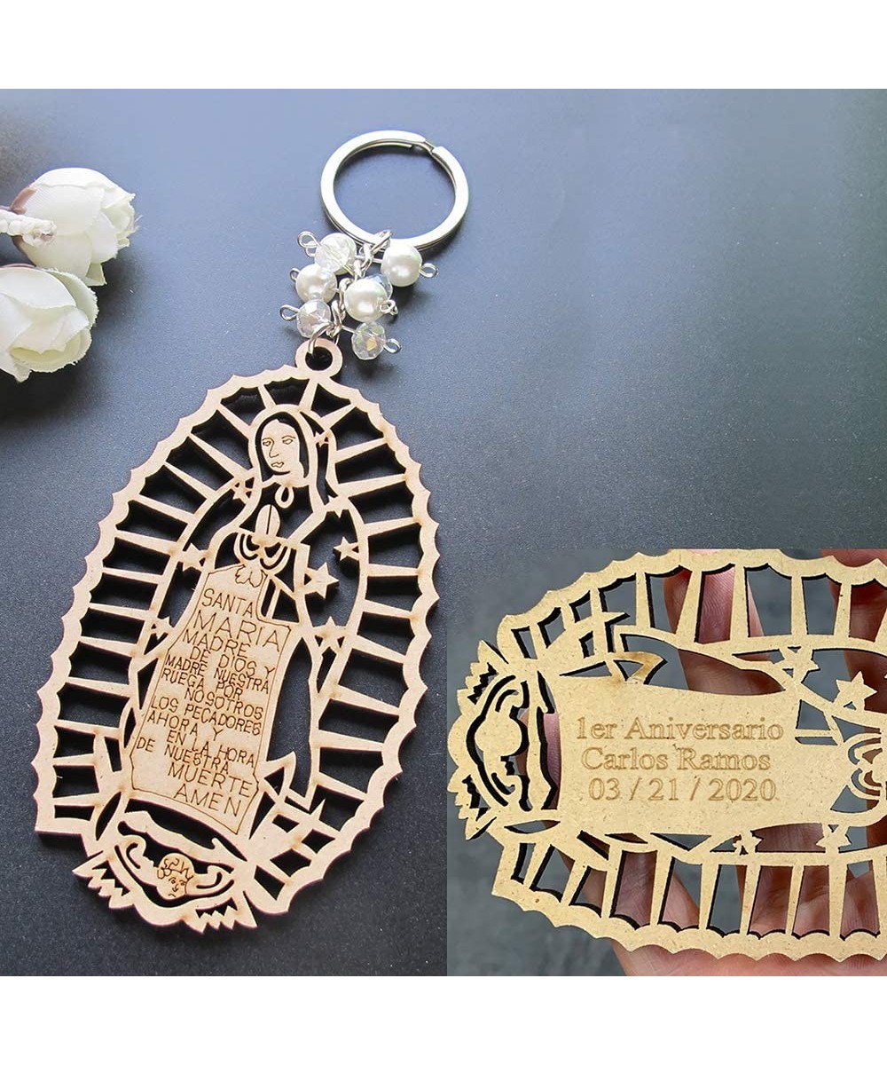 12 PCS Personalized Engraved Our Lady of Guadalupe Keychain Favors First Communion Baptism Christening Religious Event Confir...