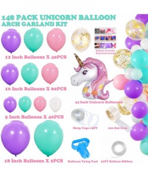 Unicorn Balloon Arch and Garland Kit - 148 Pieces Pink Purple White Mint Green and Gold ConfettI Balloons with Giant Foil Uni...