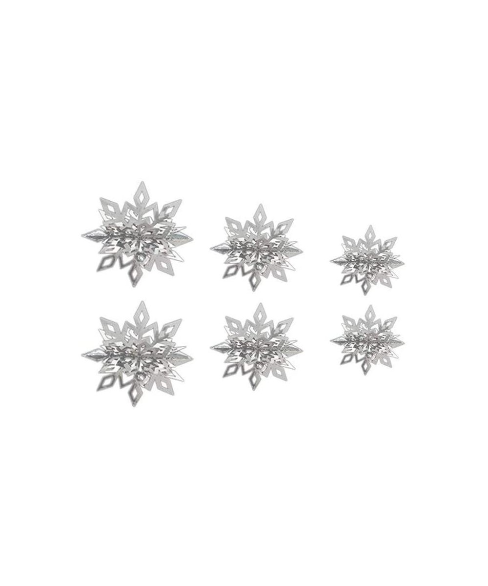 6 Pcs/Set 3D Hollow Snowflake Paper Garland for Christmas Tree Wall Hanging Decoration Winter Party (Silver) - Silver - CD18W...
